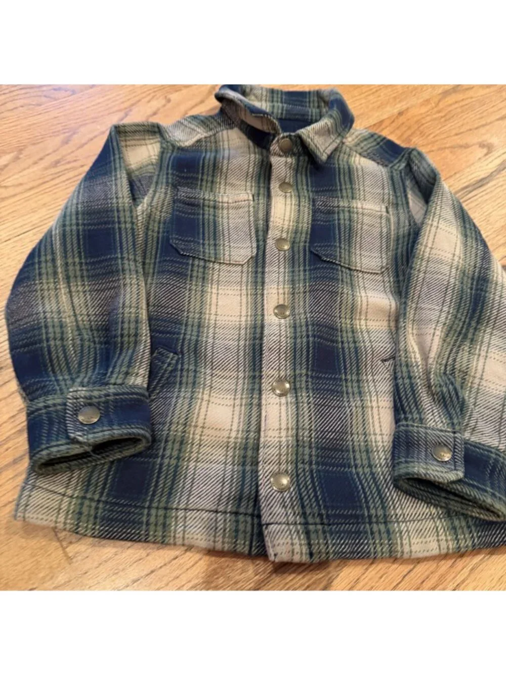 Old Navy Boys Green Tan Shacket Shirt 5t